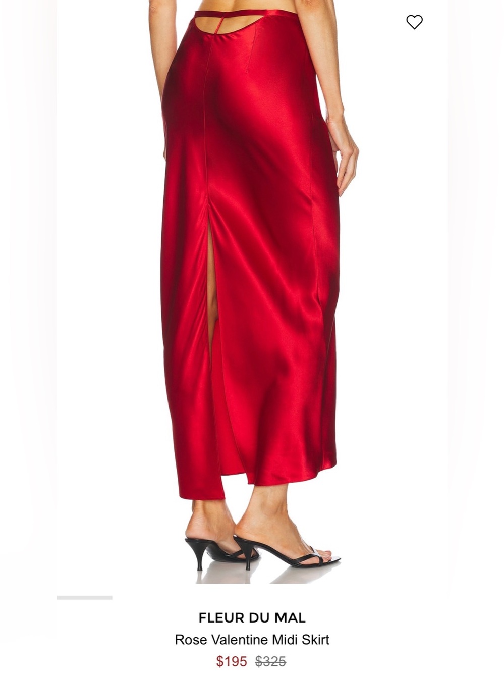 Fleur du Mal Red Satin Midi Skirt with Back Slit